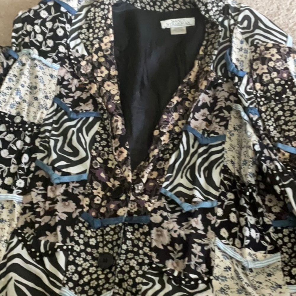 Patchwork Blazer with Floral and Geometric Patterns